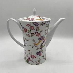 World Market Porcelain Blossom Tea Pot Floral And Birds - Picture 1 of 9