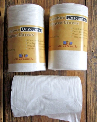 NUEVO Lote de 3 rollos 100 hojas 12" x 7" forros de pañales de bambú caracol azul sin perfume Foto 1 de 4