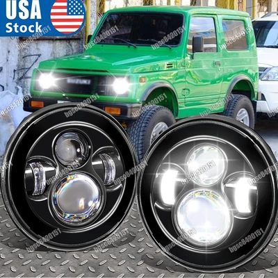 NEW For Suzuki Samurai SJ410 7 inch LED Round Headlights 2x  Hi/Lo Beam - Image 1 of 4