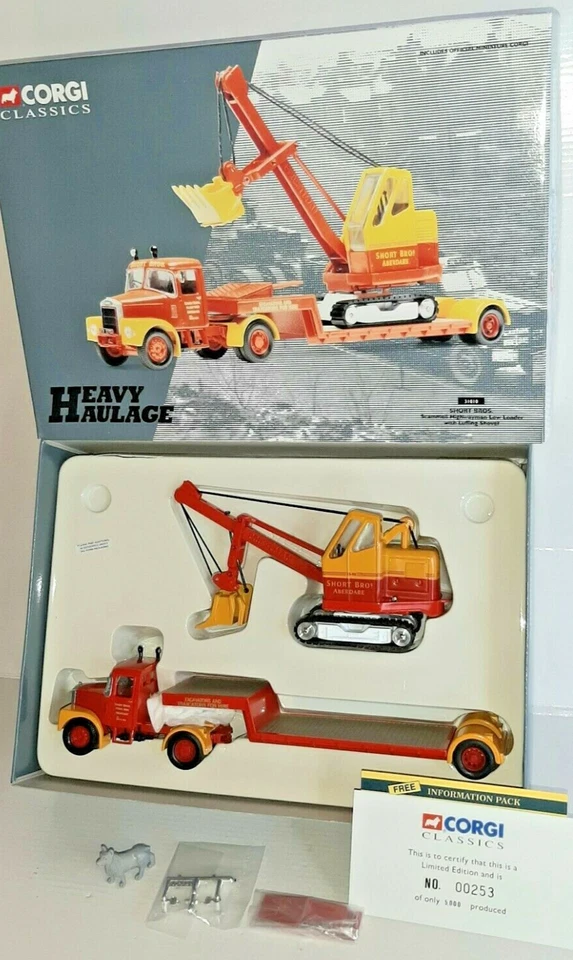 SCAMMEL HIGHWAYMAN LOW LOADER WITH LUFFING SHOVEL 31010 SHORT BROS CORGI 1/50 - Immagine 1 di 1