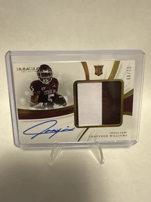 2019 Panini Immaculate Collection Collegiate Trayvon Williams Rookie Patch Auto - Image 1 of 2