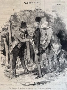 Honore-Victorin Daumier Antique Lithograph 1845 “Pastorales” No 10 - Picture 1 of 12