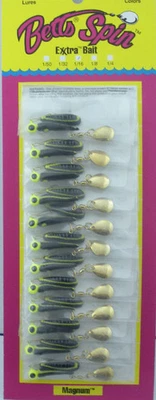 Tarjeta de 12 tiras Betts 022MGR-24CG 1" 1/16 OZ Magnum Beetle Spin Ch Hd Bk/Y Foto 1 de 2