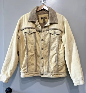 Vtg Y2K BKE Corduroy Trucker Distressed Jacket Faux Fur Sherpa Lined Men's M - Picture 1 of 11