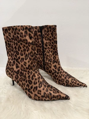 Zara Leopard Animal Print Ankle Boots Kitten Heels Brown Women Size US 9 EU 40 - Image 1 of 4
