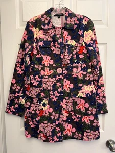 Tara Jarmon Trench Coat Women's M Multicolor Cotton Floral Belted Spring Jacket - Picture 1 of 17