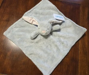 New NWT Girl Boy Carters Gray Bunny Rabbit Lovey Security Blanket 14 x 14 - Picture 1 of 3