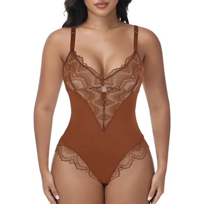 女士蕾丝塑身塑身蕾丝紧身衣裤塑身控制丁字裤上衣 — 第 1/4 张图片