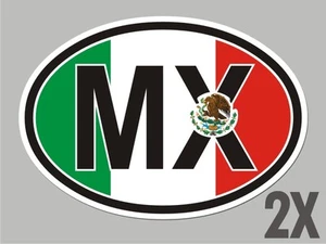 2 Mexico MX Mexican OVAL stickers flag decal bumper car window sticker CL040 - Imagen 1 de 1