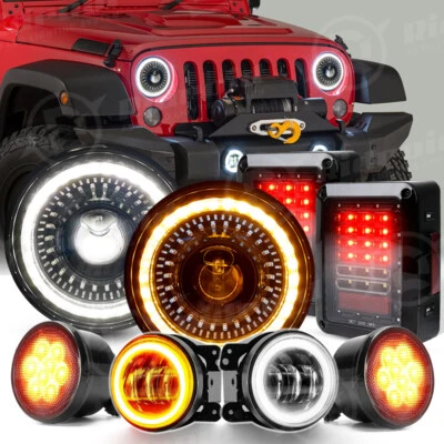7" LED Headlights Fog Lights Turn Tail Lamp Combo For Jeep Wrangler JK 2007-2018 - Image 1 of 4