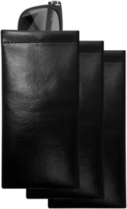 3 Stück PU Leder Weiches Brillenetui Schutzhülle Tragbar Sonnenbrillen Etui Quet - Bild 1 von 12