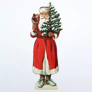Die Cut Scrap Santa Holding Christmas Snowy Tree And Presents L&B 32346 - Picture 1 of 6
