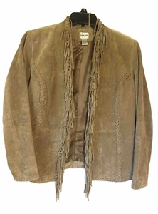Chico Women's Jacket Sz 1 Brown Suede Leather Fringe Boho Festival Design - Bild 1 von 6