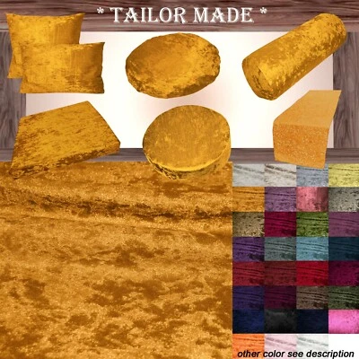 Mv05 O-Gold Crush Velvet Sofa Seat Patio Bench Box Cushion Bolster Cover/Runner - Image 1 of 4