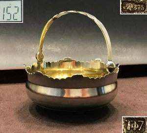 TALLINN JEWELRY FACTORY VINTG SOVIET ca.1957 STERLING SILVER.875 SUGAR BOWL 152g - Picture 1 of 12