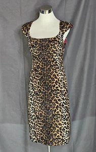 Jessica Simpson Leopard Print Square Neck Dress with Open Back - Size 8 - Picture 1 of 2