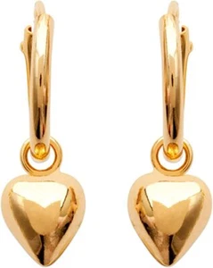 Gold Plated Earrings - Heart Hoops - 12Mm - Picture 1 of 5