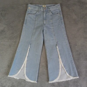 Citizens of Humanity Tulip Jeans Women 27 Wide Leg Crop Denim Light Wash Fringe - Picture 1 of 17