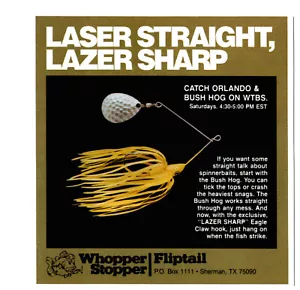 Whopper Stopper 1986 cola abatible pesca Lazer afilado Spinnerbait anuncio impreso X1 - Imagen 1 de 2