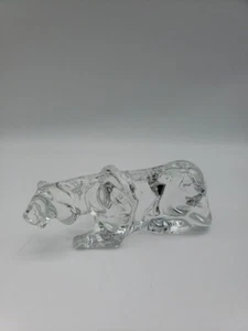 Baccarat Frankreich Kristall hockender streifender Tiger Figur Kunst Glas Briefbeschwerer - Bild 1 von 9