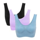 3x Pack Women Fitness Yoga Sports Bras Padded Seamless Wire-Free Stretch Tops