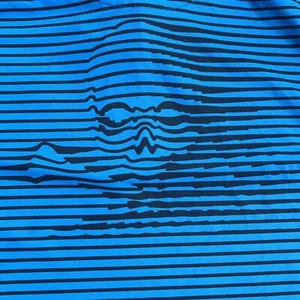 G/Fore G4 Men's Golf Short Sleeve Skull & Tee's 3D Polo Blue Striped Medium - Picture 1 of 8