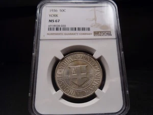 1936 MS67 York Silver Commemorative NGC Certified Superb Gem - Picture 1 of 8