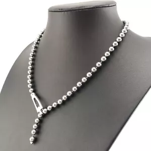 ⭐ Pierre Lang Halskette Collier Anhänger Strick Kette Perle Magnet Silber 24 ⭐ - Bild 1 von 4