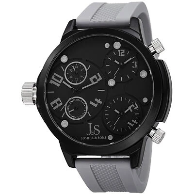 Reloj de cuarzo para hombre Joshua & Sons JS-40-GY triple zona horaria militar fecha Foto 1 de 4