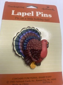 Vintage Holiday Hallmark Thanksgiving Turkey Lapel Pin, 1985 - Picture 1 of 3