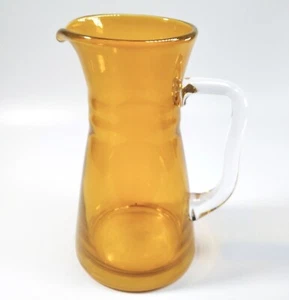 Meduim Yellow Art Glass Pitcher with Clear Applied Handle and Clear Base Heavy - Picture 1 of 12