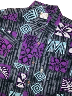 Go Barefoot Shirt Men’s 2XL Gray Hawaiian Floral Beach Aloha Vtg USA *scratch - Image 1 of 4