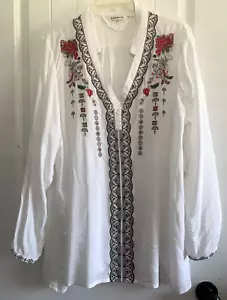 Paparazzi Womens Tunic Top Cottagecore Whimsical Embroidery Sz 2X Romantic - Picture 1 of 8
