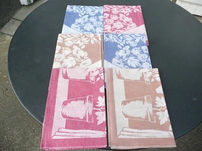 6 torchons vintage à décors de fenêtre fleurie 56 cm x 78 cm - Photo 1/4