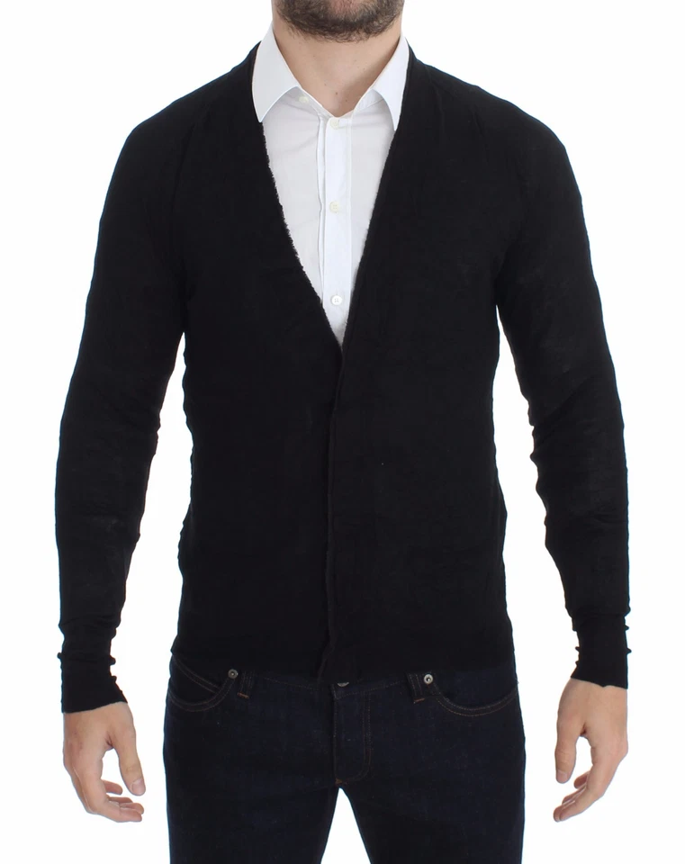 COSTUME NATIONAL HOMME Black Fine Wool Button Cardigan Sweater s. S RRP $400  - Image 1 of 4