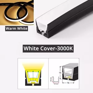 16x16mm 3 Side Black IP67 Flexible Silicone LED Diffuser Channel Strip Lights - Picture 1 of 20