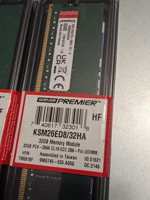 Kingston Server Premier 32GB DDR4 ECC UDIMM KSM26ED8/32HA – 2666MHz - Image 1 of 2