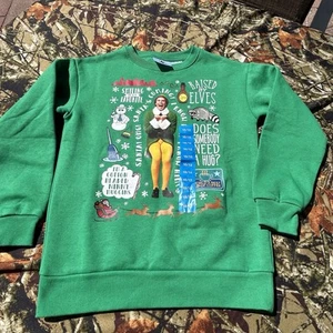 Elf Kid's Long Sleeve Talking Graphic Print Soft Holiday Print Sweatshirt size L - Picture 1 of 7
