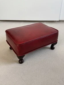 Vintage Wooden Footstool With Leather Top - Picture 1 of 10