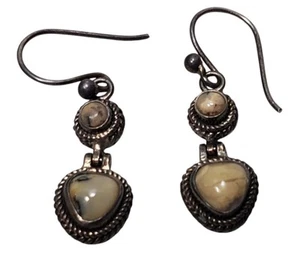 Vintage Barse White Buffalo Turquoise Sterling Silver 925 Dangle Earrings 4.96g - Picture 1 of 18