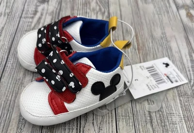 Disney Baby Mickey Mouse Infant Slip-on shoes Red Black Yellow NWT 3-6 Months - Image 1 of 4