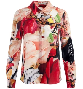 ๐$395 ALICE + OLIVIA KELLY DABBAH WILLA THRIVE SILK BLOUSE SHIRT TOP NEW SZ XS - Picture 1 of 5