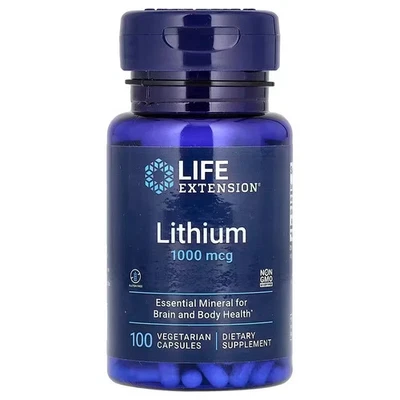 LIFE EXTENSION Orotate de Lithium 1000 Mcg - 100 Capsules Vége LITHIUM OROTATE