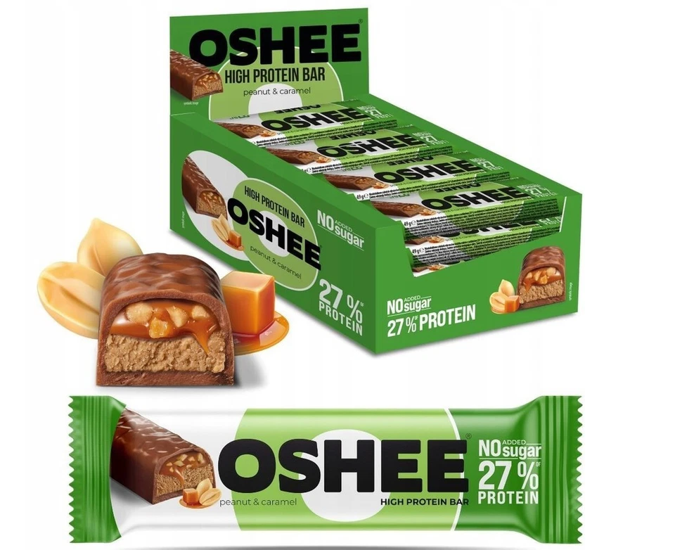 Oshee High Protein Snack Bar Peanut Flavour With Caramel Filling 12x 45g - Image 1 of 1