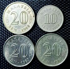 RARE 1968-81 MALAYSIA 1st Series 10&20 sen coin,Ø24mm,4pcs (+FREE 1 coin) #16932