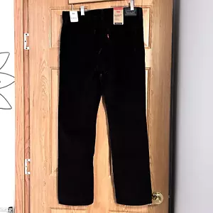 Levi 314 Shaping Streight Mid-Rise Black Corduroy Pants 31 X 30 - Picture 1 of 4
