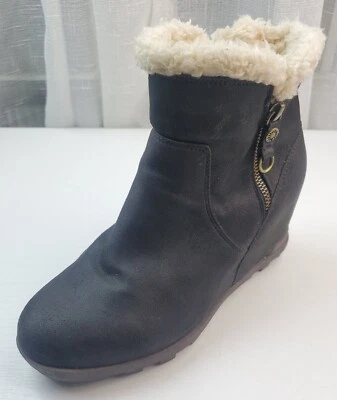 Yellow Box Corabelle Women's Size US 8 Black Fabric Hidden Wedge Ankle Boots - Image 1 of 4