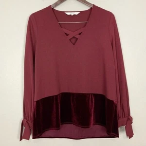 Top tunica donna Crosby by Mollie Burch velluto peplo taglia S manica a spacco scollo a V - Foto 1 di 8
