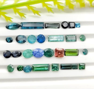 8.00 CTs blue green tourmaline lot faceted natural - Image 1 of 4