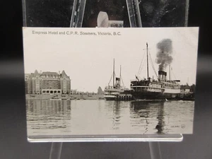 1920's EMPRESS HOTEL & CPR STEAMERS Victoria BC CANADA RPPC Photo POSTCARD - Picture 1 of 2